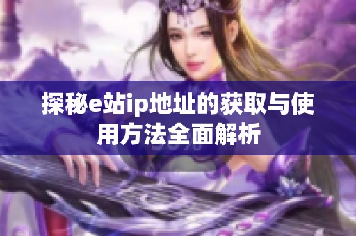 探秘e站ip地址的获取与使用方法全面解析