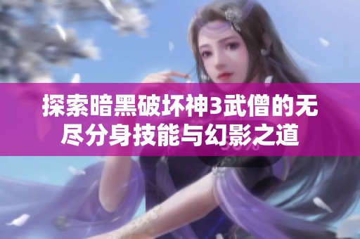 探索暗黑破坏神3武僧的无尽分身技能与幻影之道