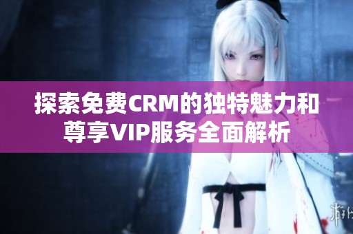 探索免费CRM的独特魅力和尊享VIP服务全面解析