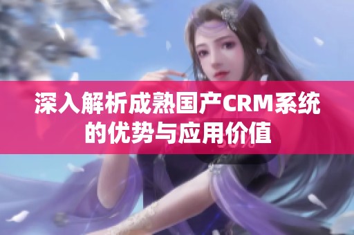 深入解析成熟国产CRM系统的优势与应用价值