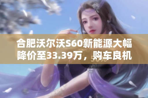 合肥沃尔沃S60新能源大幅降价至33.39万，购车良机抓紧哦！